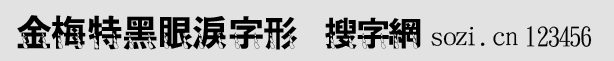 金梅特黑眼淚字形